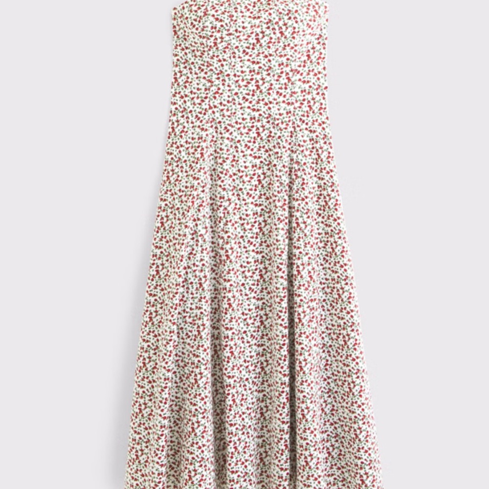Abercrombie & Fitch Strapless Floral Dress - Red and White